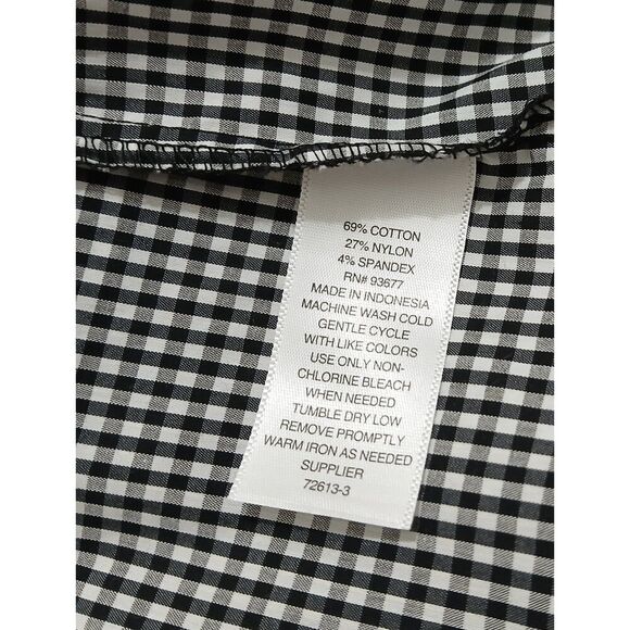 Ana womens 2xl puffer sleeve black white gingham plaid shirt top - Picture 4 of 8